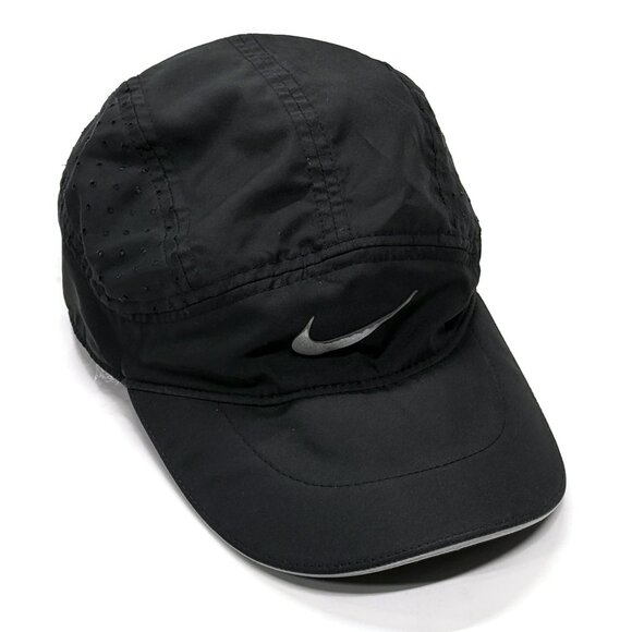 Nike AeroBill Dri-Fit Tailwind Black Running Hat Cap Black 828617-010 Swoosh - Picture 1 of 8
